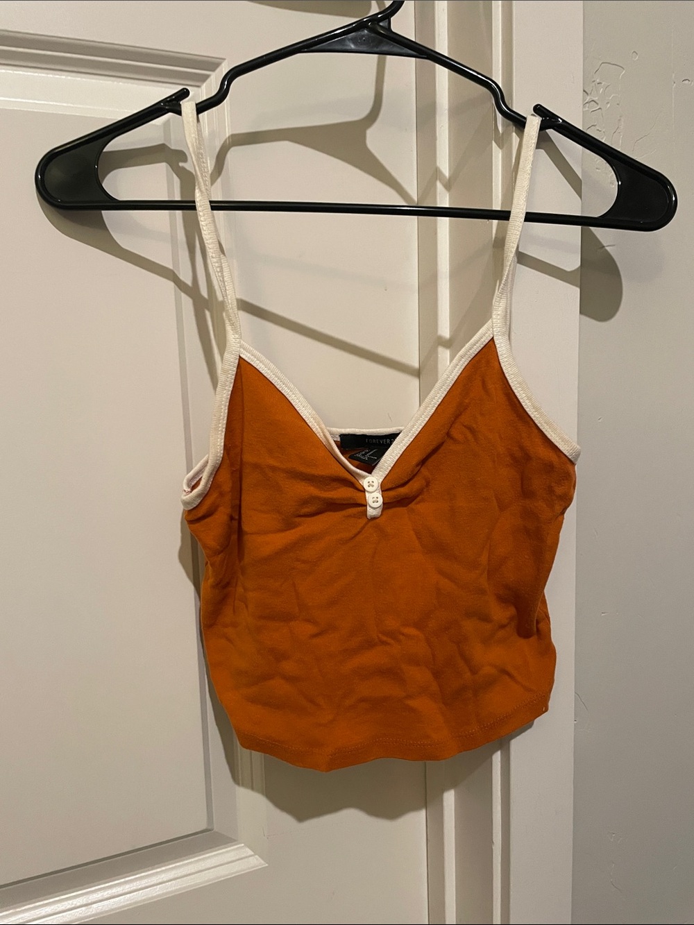 Forever 21 Rust Orange Cropped Cami with Ivory Trim